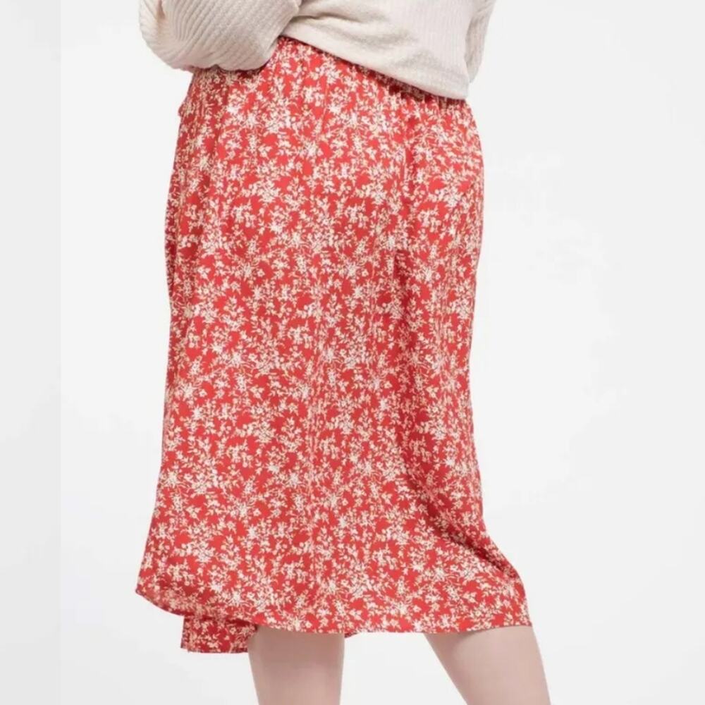 Perch by Blu Pepper Red Floral Midi Skirt Large Button Down Boho Cottagecore - Picture 11 of 11